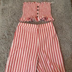 Red Striped Matching Set